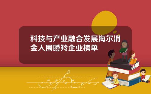 科技与产业融合发展海尔消金入围瞪羚企业榜单