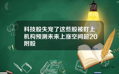 科技股失宠了这些股被盯上机构预测未来上涨空间超20附股