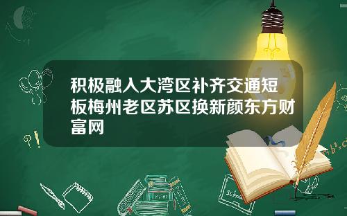 积极融入大湾区补齐交通短板梅州老区苏区换新颜东方财富网