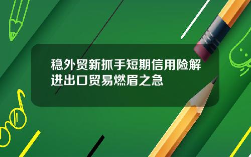 稳外贸新抓手短期信用险解进出口贸易燃眉之急