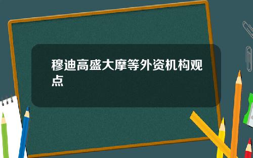 穆迪高盛大摩等外资机构观点