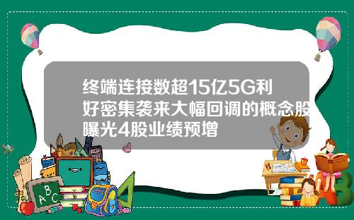 终端连接数超15亿5G利好密集袭来大幅回调的概念股曝光4股业绩预增