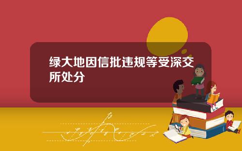 绿大地因信批违规等受深交所处分
