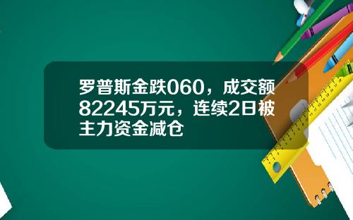 罗普斯金跌060，成交额82245万元，连续2日被主力资金减仓