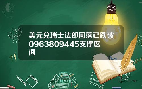 美元兑瑞士法郎回落已跌破0963809445支撑区间