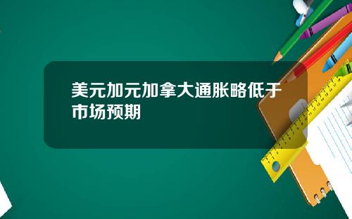 美元加元加拿大通胀略低于市场预期