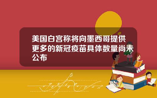 美国白宫称将向墨西哥提供更多的新冠疫苗具体数量尚未公布