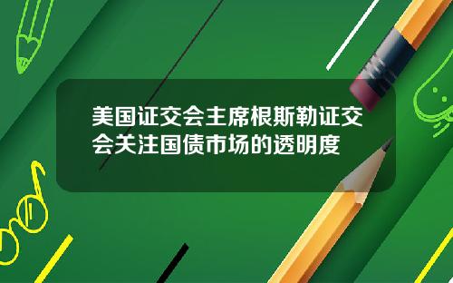美国证交会主席根斯勒证交会关注国债市场的透明度