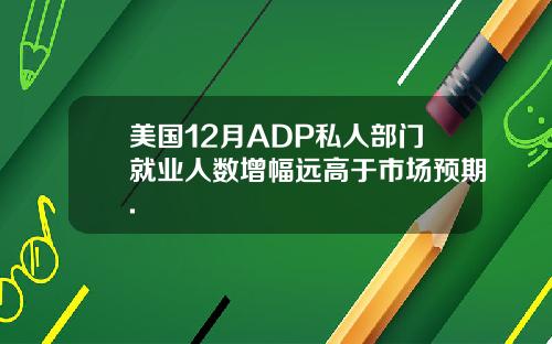 美国12月ADP私人部门就业人数增幅远高于市场预期.