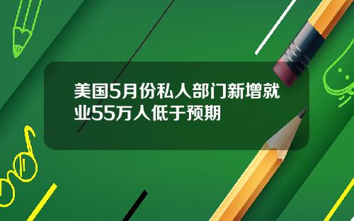 美国5月份私人部门新增就业55万人低于预期