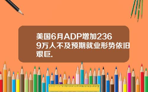 美国6月ADP增加2369万人不及预期就业形势依旧艰巨.