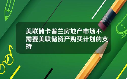 美联储卡普兰房地产市场不需要美联储资产购买计划的支持