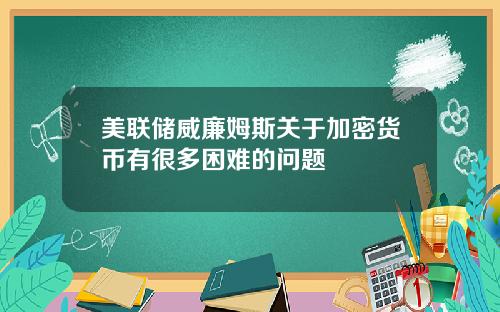 美联储威廉姆斯关于加密货币有很多困难的问题