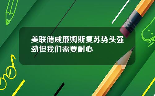 美联储威廉姆斯复苏势头强劲但我们需要耐心