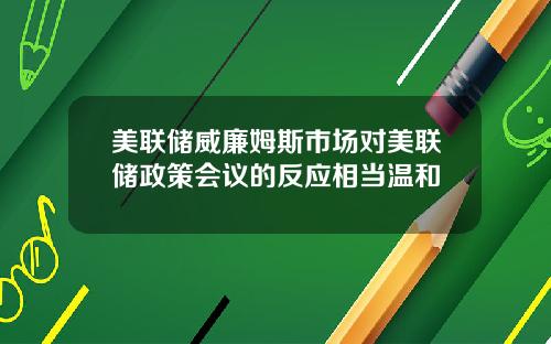 美联储威廉姆斯市场对美联储政策会议的反应相当温和