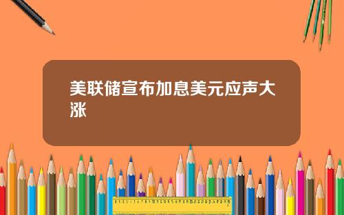 美联储宣布加息美元应声大涨