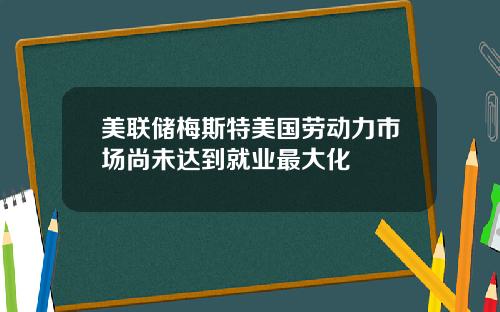 美联储梅斯特美国劳动力市场尚未达到就业最大化
