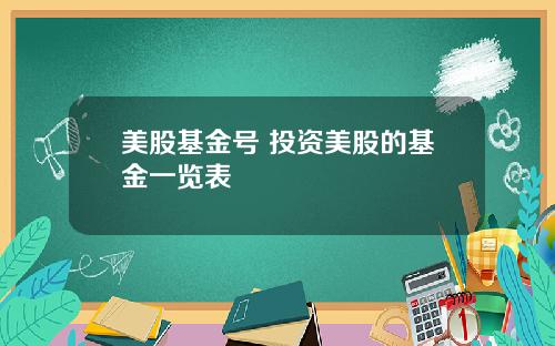 美股基金号 投资美股的基金一览表