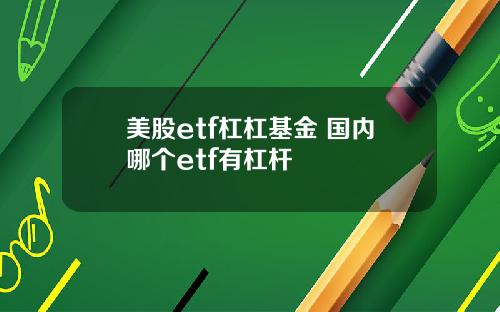 美股etf杠杠基金 国内哪个etf有杠杆