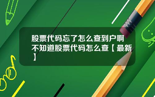 股票代码忘了怎么查到户啊不知道股票代码怎么查【最新】