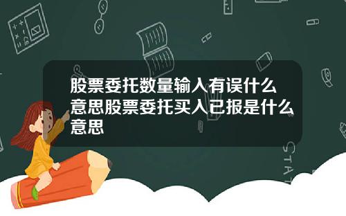 股票委托数量输入有误什么意思股票委托买入已报是什么意思