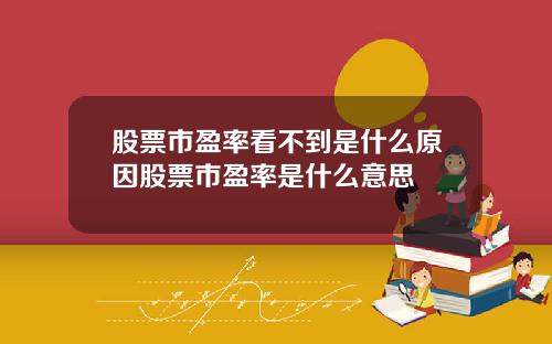 股票市盈率看不到是什么原因股票市盈率是什么意思
