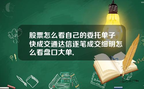 股票怎么看自己的委托单子快成交通达信逐笔成交细明怎么看盘口大单.