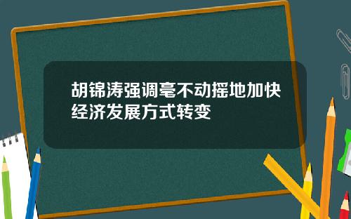 胡锦涛强调毫不动摇地加快经济发展方式转变