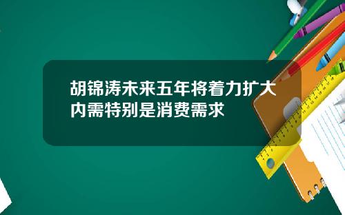 胡锦涛未来五年将着力扩大内需特别是消费需求