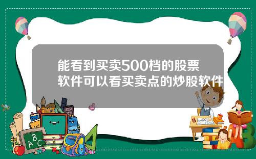 能看到买卖500档的股票软件可以看买卖点的炒股软件