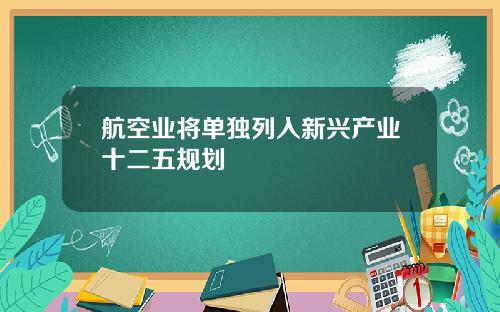 航空业将单独列入新兴产业十二五规划