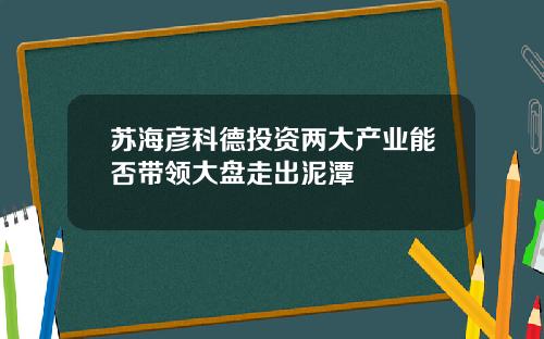 苏海彦科德投资两大产业能否带领大盘走出泥潭