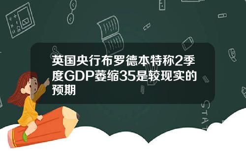 英国央行布罗德本特称2季度GDP萎缩35是较现实的预期