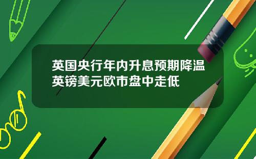 英国央行年内升息预期降温英镑美元欧市盘中走低