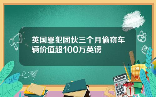 英国罪犯团伙三个月偷窃车辆价值超100万英镑