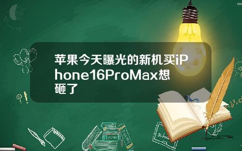 苹果今天曝光的新机买iPhone16ProMax想砸了