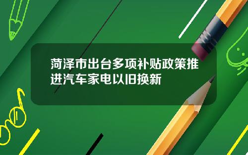 菏泽市出台多项补贴政策推进汽车家电以旧换新