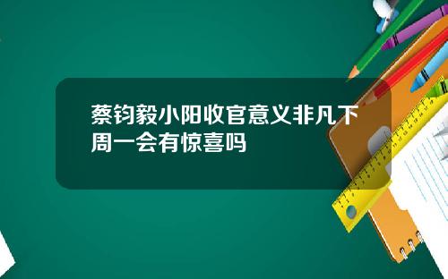 蔡钧毅小阳收官意义非凡下周一会有惊喜吗