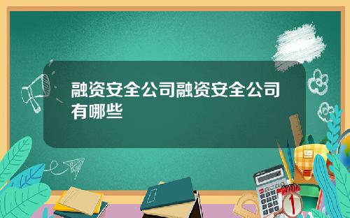 融资安全公司融资安全公司有哪些