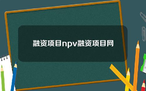 融资项目npv融资项目网