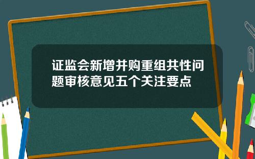 证监会新增并购重组共性问题审核意见五个关注要点