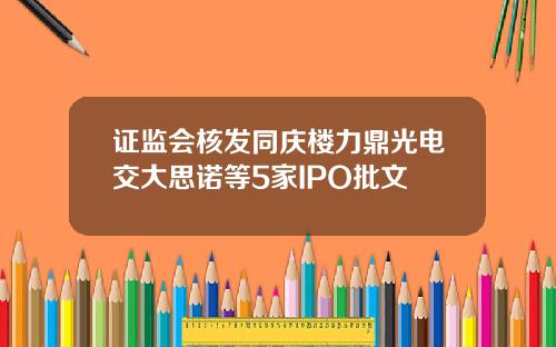 证监会核发同庆楼力鼎光电交大思诺等5家IPO批文
