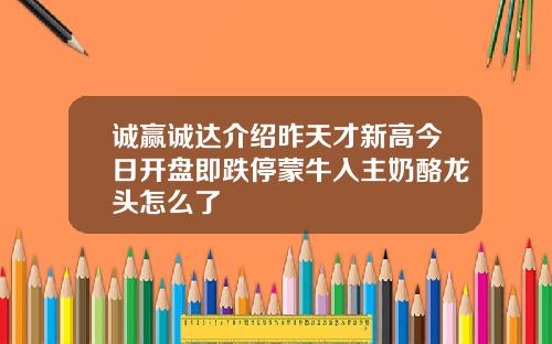诚赢诚达介绍昨天才新高今日开盘即跌停蒙牛入主奶酪龙头怎么了