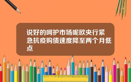 说好的呵护市场呢欧央行紧急抗疫购债速度降至两个月低点