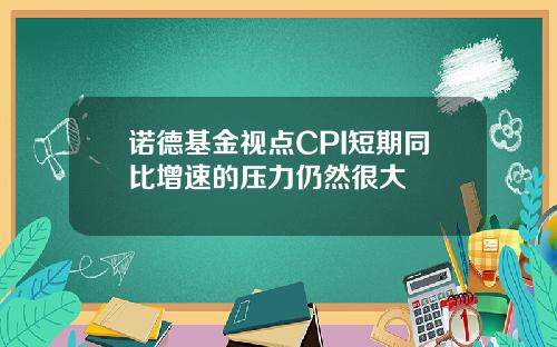 诺德基金视点CPI短期同比增速的压力仍然很大