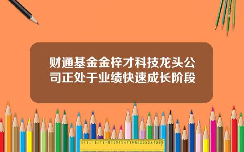 财通基金金梓才科技龙头公司正处于业绩快速成长阶段