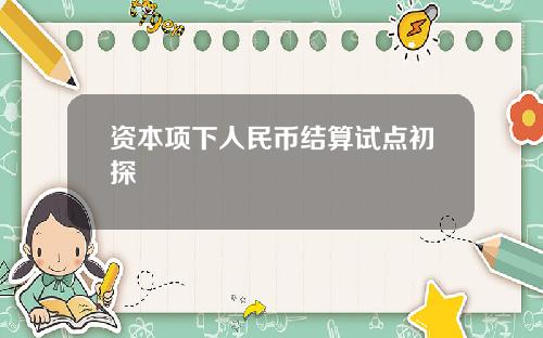 资本项下人民币结算试点初探