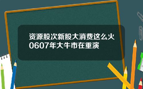 资源股次新股大消费这么火0607年大牛市在重演