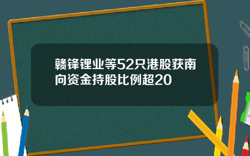 赣锋锂业等52只港股获南向资金持股比例超20