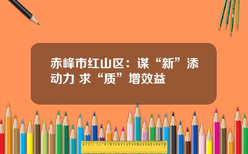赤峰市红山区：谋“新”添动力 求“质”增效益